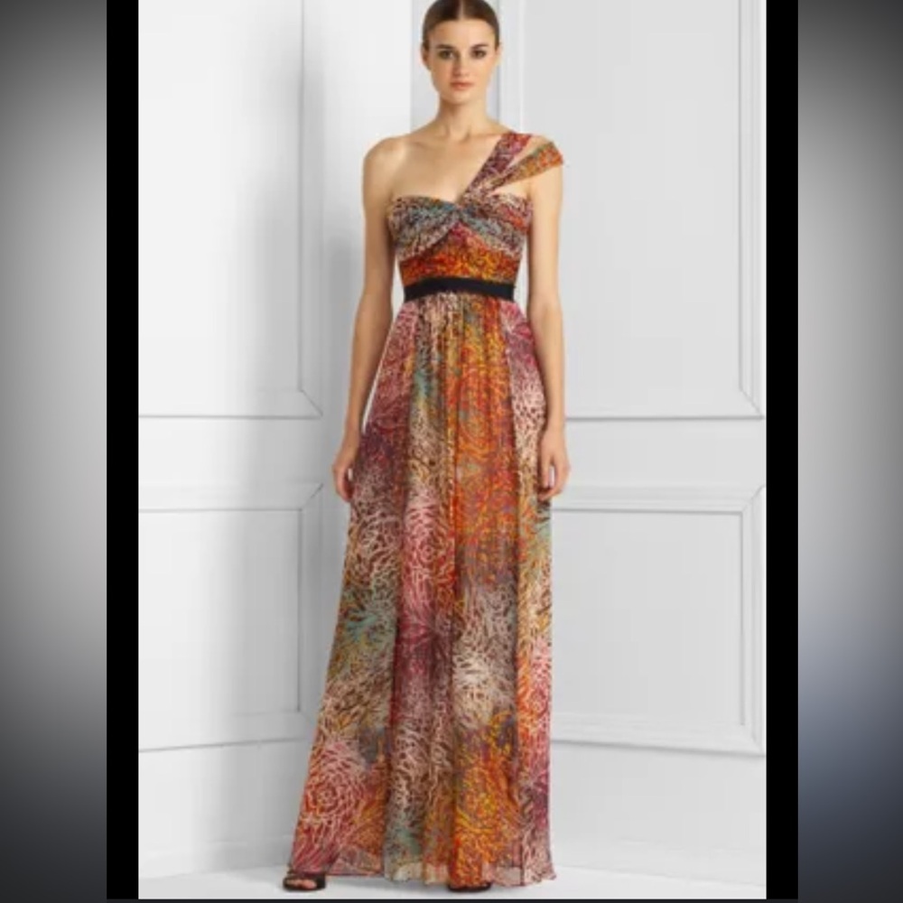 BCBGMaxAzria Inga One Shoulder Silk Dress